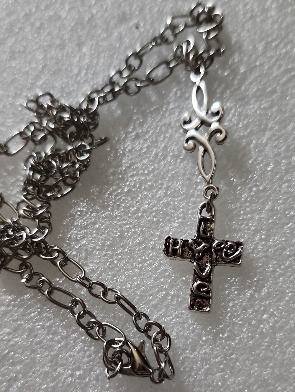 Hand Crafted Silver-Tone Ornate Cross Necklace